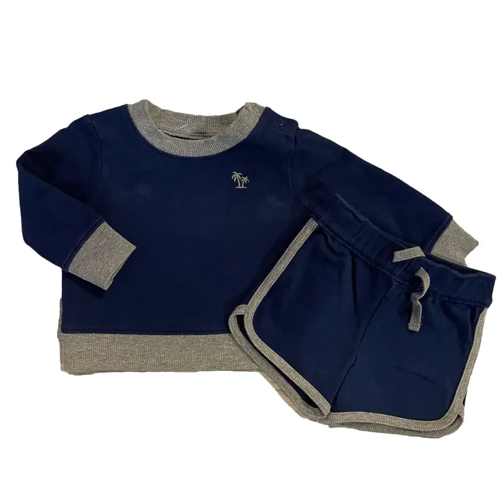 Carter’s Baby Boys 2PC Outfit 6M Blue Sweatshirt & Shorts Set